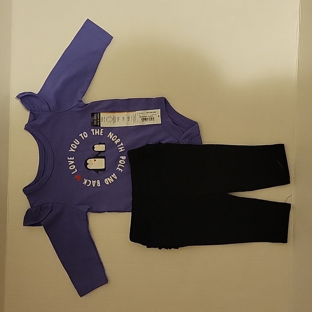 NWT: okie dokie Bodysuit/ Onesie and Jumping Bean Ruffled leggings